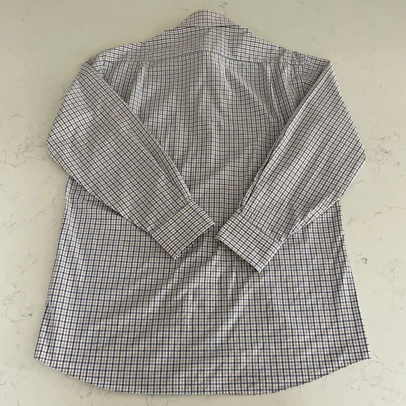 Tommy Hilfiger Ithaca LS Button Down Check Print Dress Shirt Blue Wht Tan Sz 15 - Picture 8 of 12